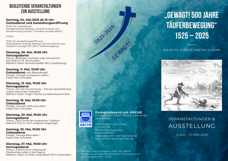 Flyer Druckvariante Gewagt 500 Jahre Täufer 6 Seite 1